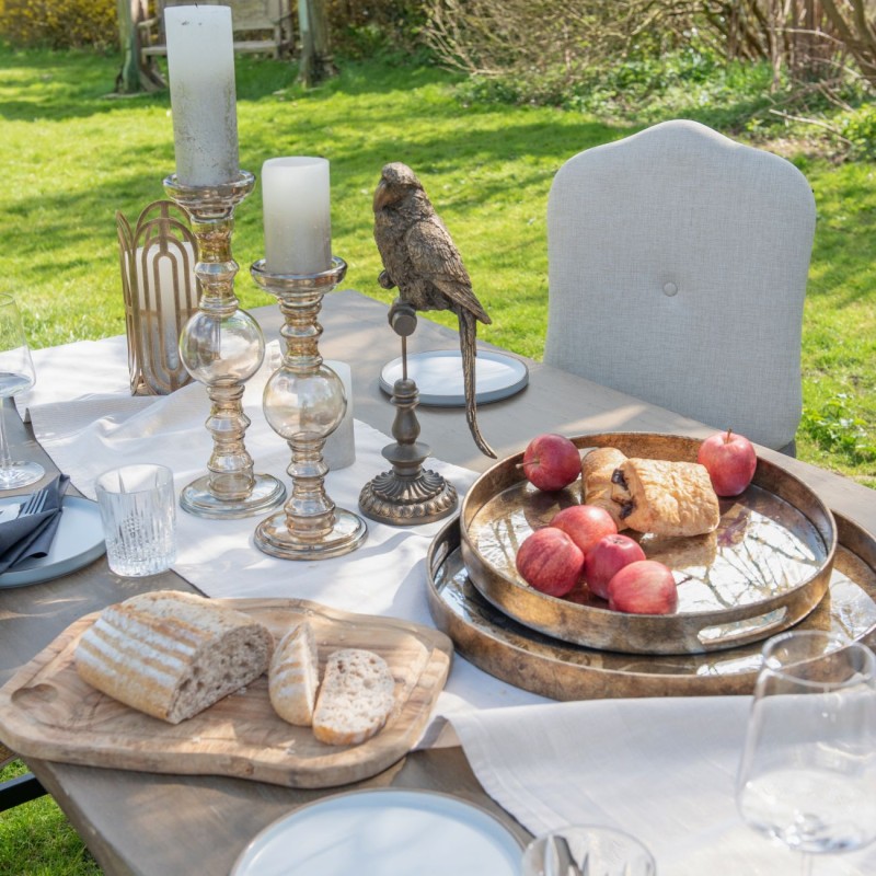 Mirrored tray with white branch motif