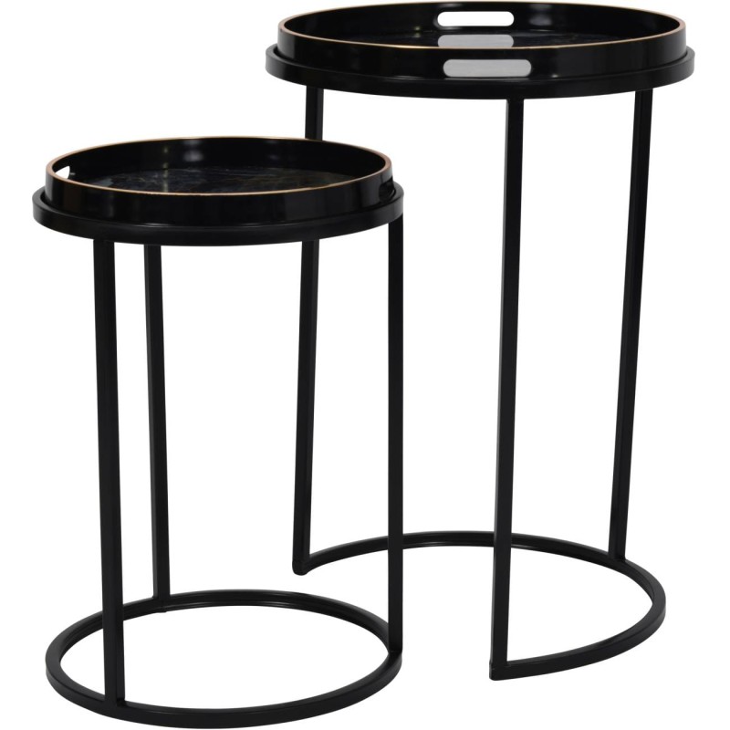 River Garden set of two side tables 69 cm black iron with detachable trays