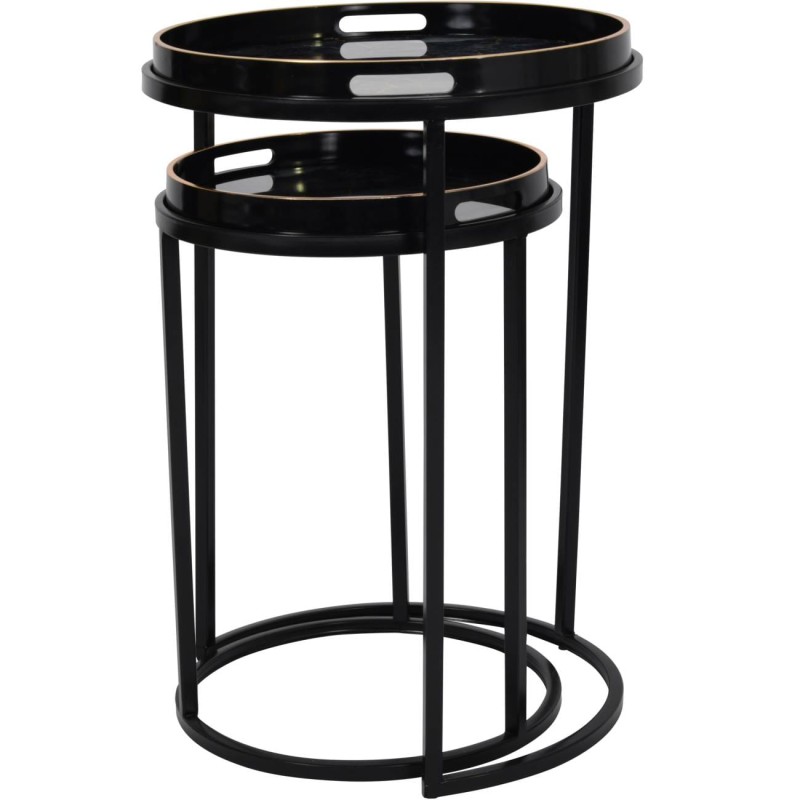 River Garden set of two side tables 69 cm black iron with detachable trays