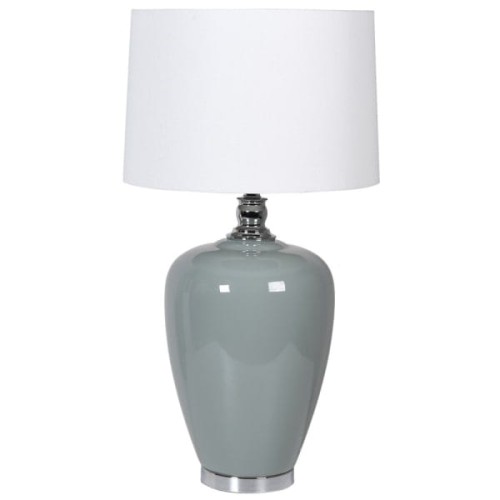 Clapham Blue Ceramic Table Lamp 75 cm with White Linen Shade