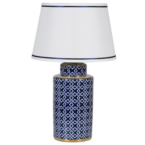 Belgrave Blue Table Lamp 70 cm blue and gold porcelain white lampshade