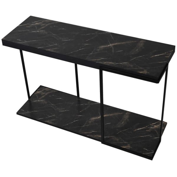 Two-tier console table with slim iron frame
