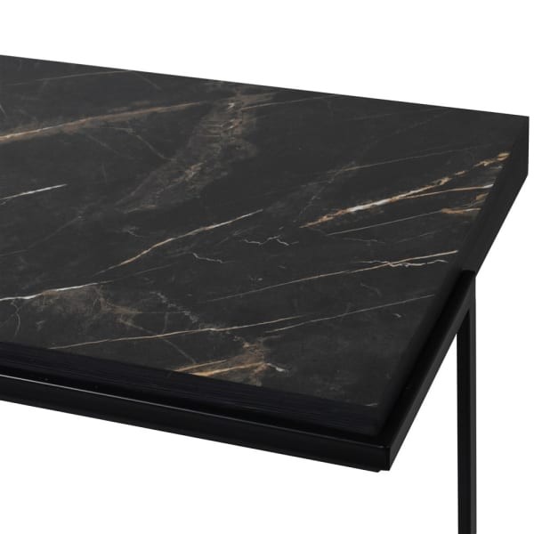 Black marble-effect top on the Faux Marble console