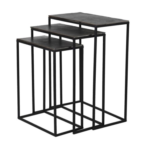 Black Manresa Set of 3 Black Metal Side Tables