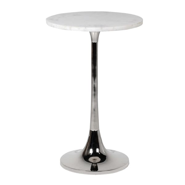 Sloane Marble Side Table 63.5x40.5 cm white marble top aluminium base