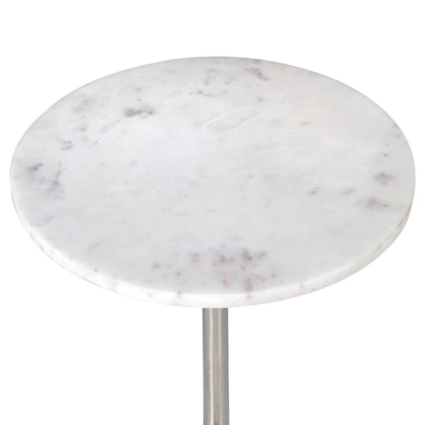 Sloane Marble Side Table 63.5x40.5 cm white marble top aluminium base