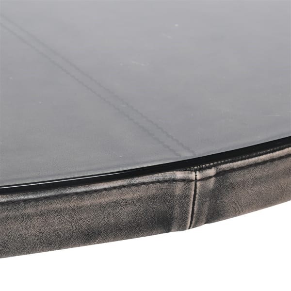 Chester Grey Dining Table 120 cm round top  leather effect glass top