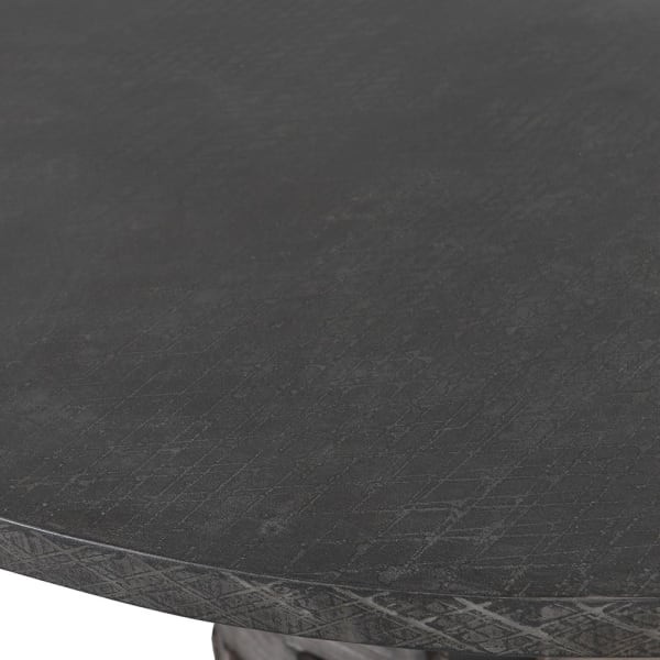 Manresa Concrete round dining table 150cm with grey tabletop and pine lattice pedestal