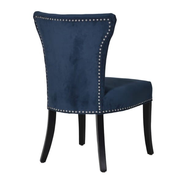 navy blue dining chair with black birch wood legs