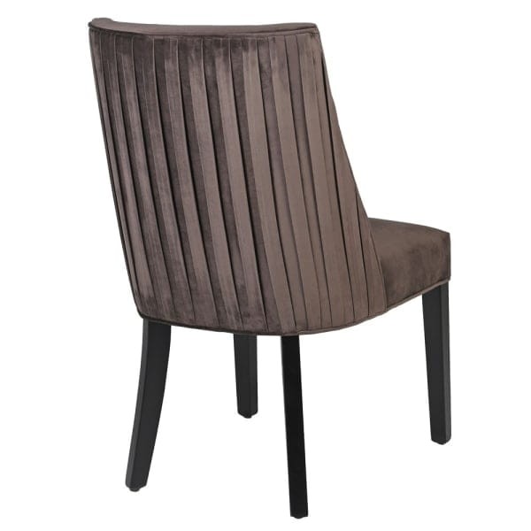 Savile Mocca Brown Pleated Dining Chair wooden legs