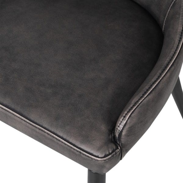 Linton Vintage dining chair grey faux leather black steel legs