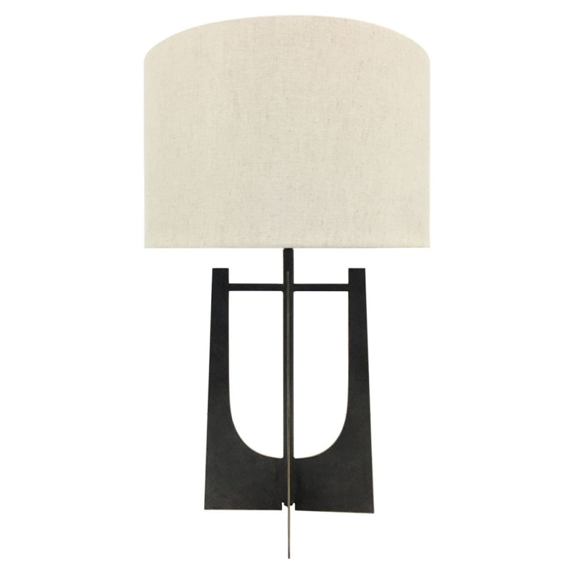 Linton Black Table Lamp 64 cm black iron base Irish linen shade