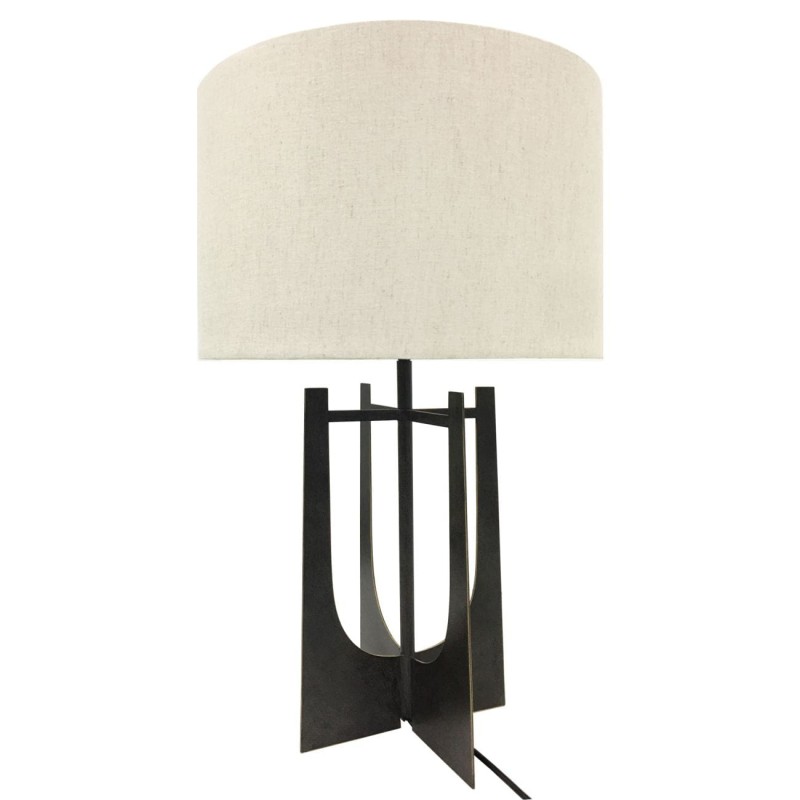 Linton Black Table Lamp 64 cm black iron base Irish linen shade