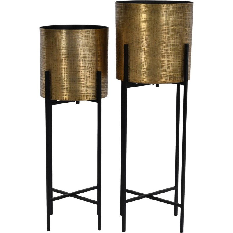 Belgrave Gold Planters Set of Two 76 cm iron planters on black stands