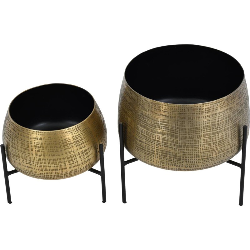 Set of two metal planters for a living room