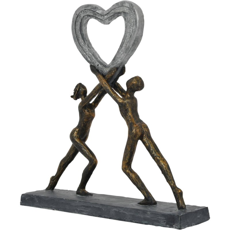Portland Love Sculpture 33 cm couple in love heart brown grey