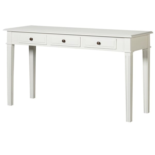 Minor White Wooden Console Table with Three Drawers, 135 x 75 cm
