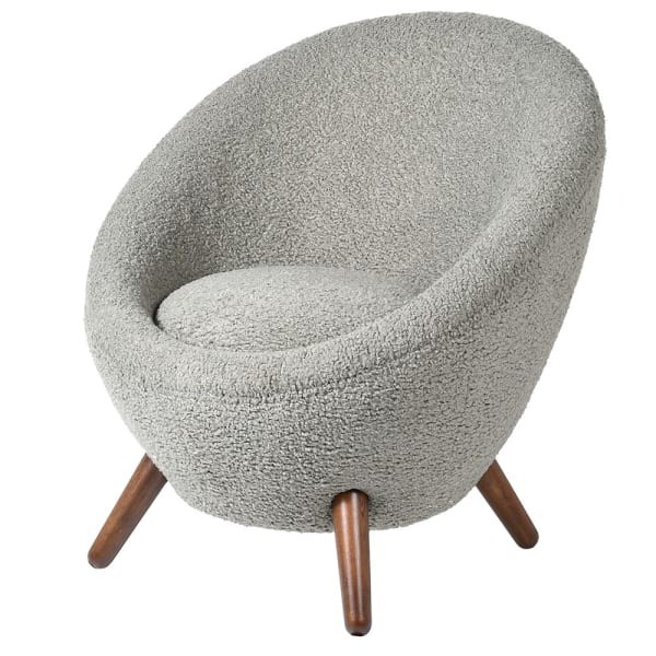 Belgrave Grey Occasional Chair 85 cm grey faux sheepskin wooden legs