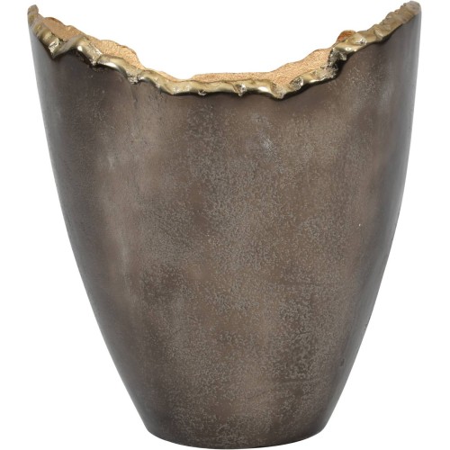 Belgravia L Decorative Vase 28 cm – Bronze Aluminium with Gold Interior and Irregular Rim