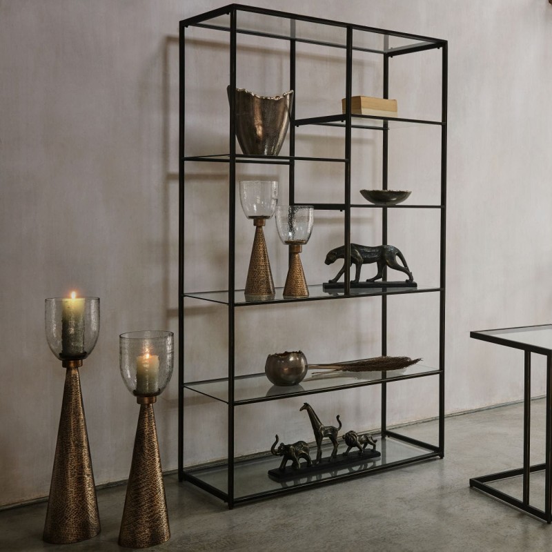Gold and bronze metal vase for a console table