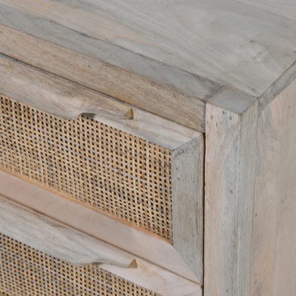 Cane Console Table Mango Wood and Iron 100x77 cm natural colour cane