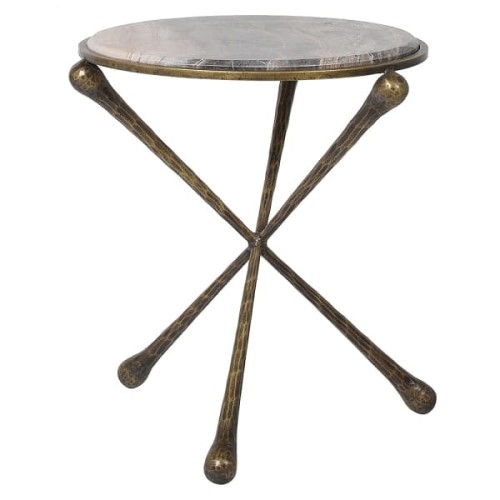 Marble Antique Side Table 57 cm – Marble Top and Iron Base