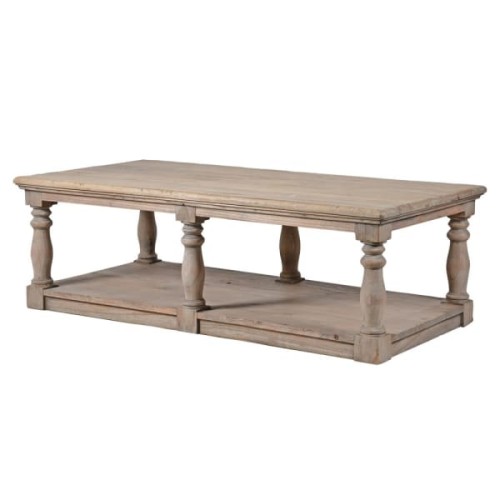 Garda Reclaimed Melia Wood Coffee Table 170 cm with Lower Shelf