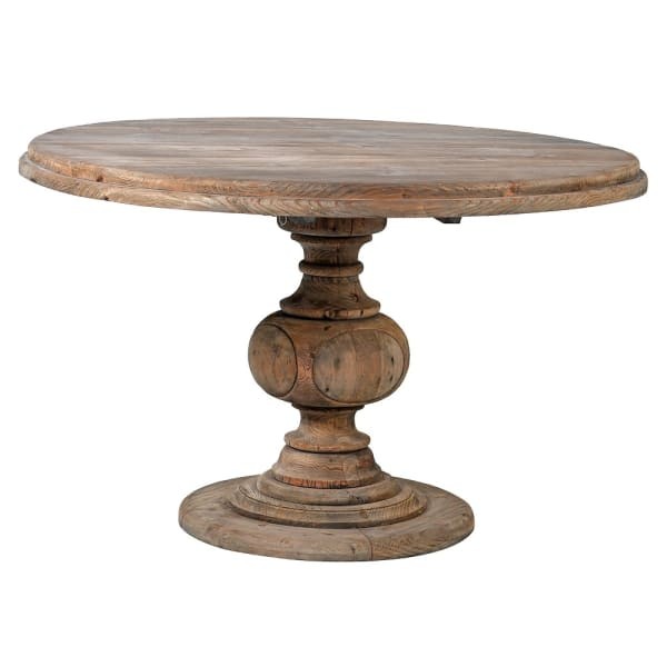 Garda Round Dining Table 125 cm recycled pine wood turned pedestal
