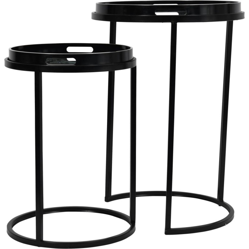 Mono Set of Side Tables 69 cm black iron frame tray top