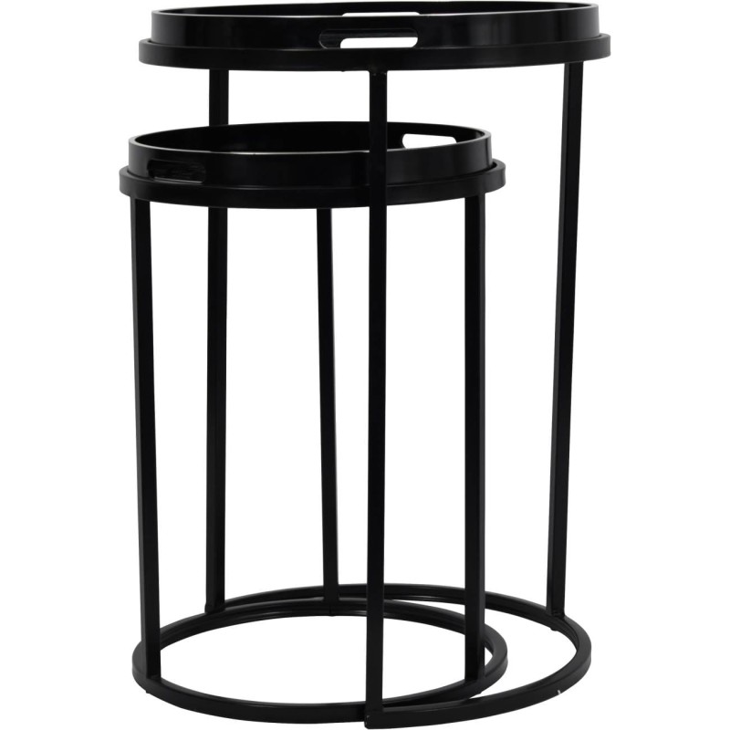 Metal side tables with removable decorative trays