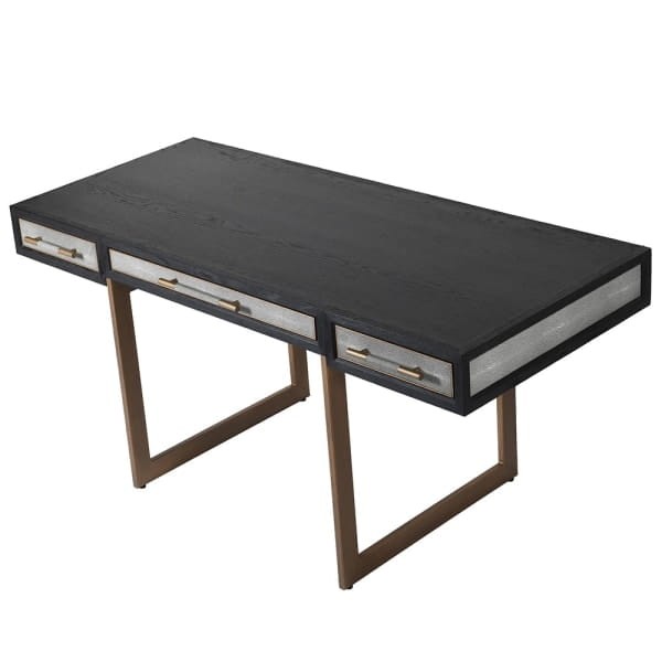 Luxury grey desk with oak and iron frame