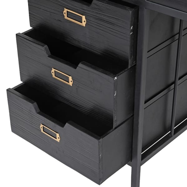 Armour Black desk 120cm with six storage drawers