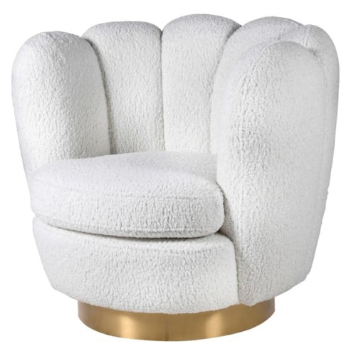 Cloud White Occasional Chair 83 cm white boucle fabric gold stainless steel base 