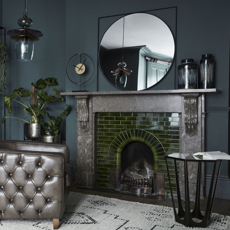 Richmond Bronze Iron Side Occasional Table 40.5x56 cm geometric frame glass top