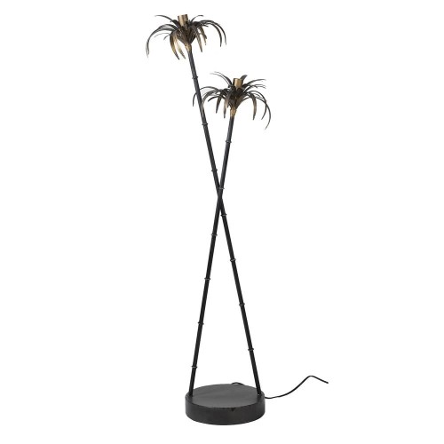 Palm Floor Lamp 125 cm with Gold Leaves and Black Base
