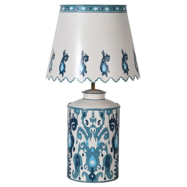 Iron White blue and white table lamp 77 cm