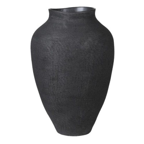  Black Textured Stoneware Vase 39 cm