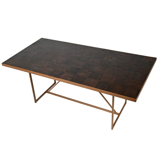 Luxury oak dining table with parquet wood top for contemporary dining room