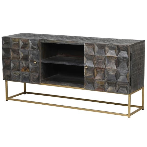Eccleston mango wood TV unit measuring 125 cm wide