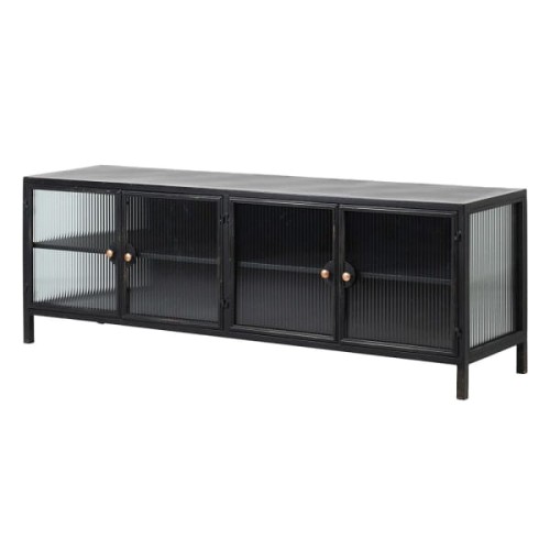 Linton Black Fluted Glass TV Unit 160 cm