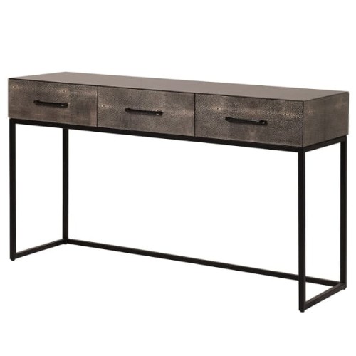 Enderby Grey desk/console table 137x79 cm grey shagreen glass top three drawers