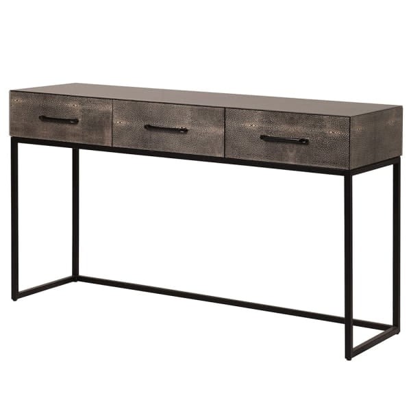 Grey faux shagreen desk with glass top