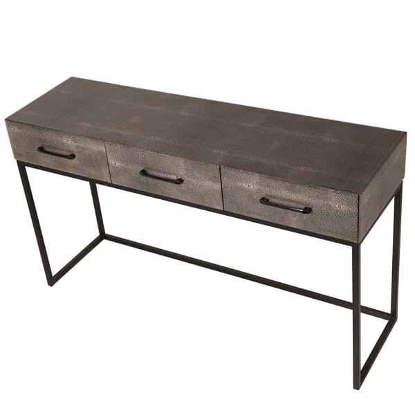 Grey faux shagreen desk with glass top