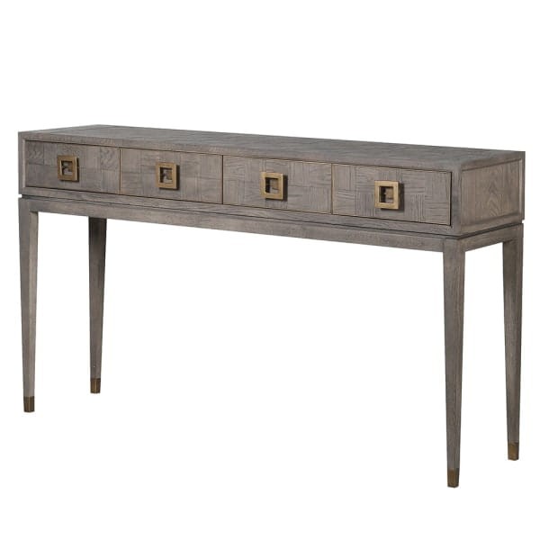 Camile Oak Grey Console Table with 4 Drawers – 160 × 92 cm