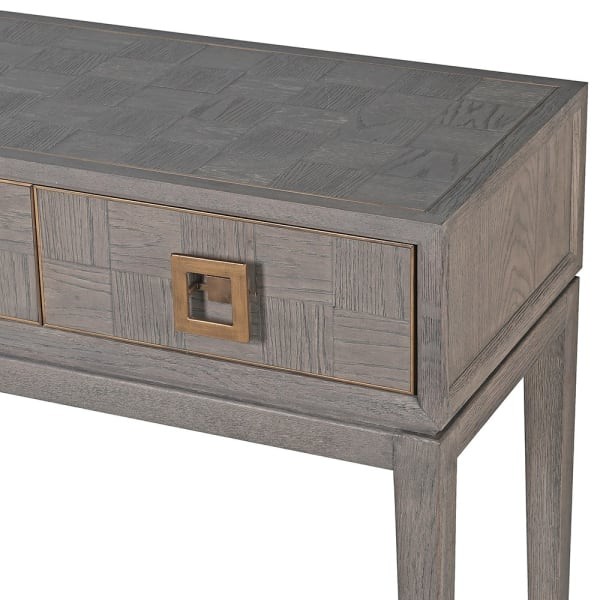 Camile Oak Grey Console Table with 4 Drawers – 160 × 92 cm