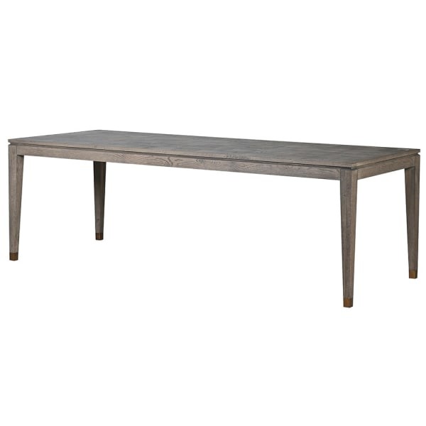 Camile Oak Dining Table 240 cm – Grey Oak Veneer with Brass Detailing