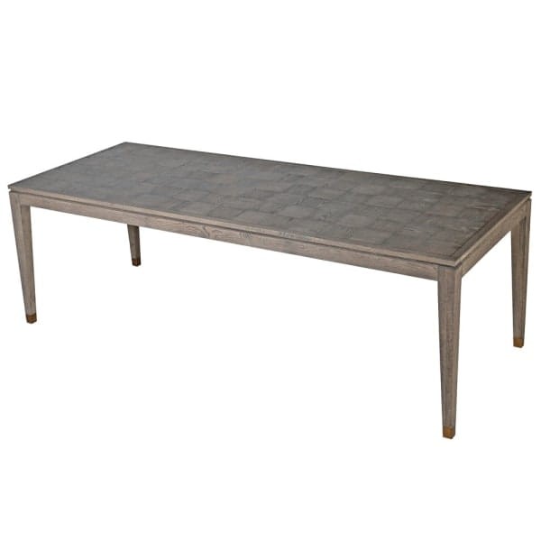 Camile Oak Dining Table 240 cm – Grey Oak Veneer with Brass Detailing