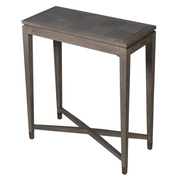 Camile Oak Grey Small Console Table with Brass Details - 76 cm