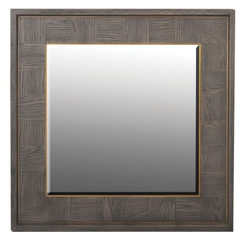 Camile Oak Square Wall Mirror 75 cm – Grey Oak and Brass-Coloured Details