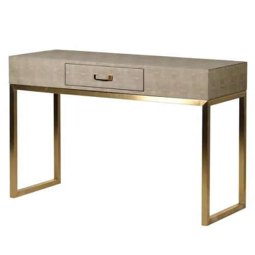 Oxford Console Table 120 cm – Cream Shagreen Effect and Gold Frame